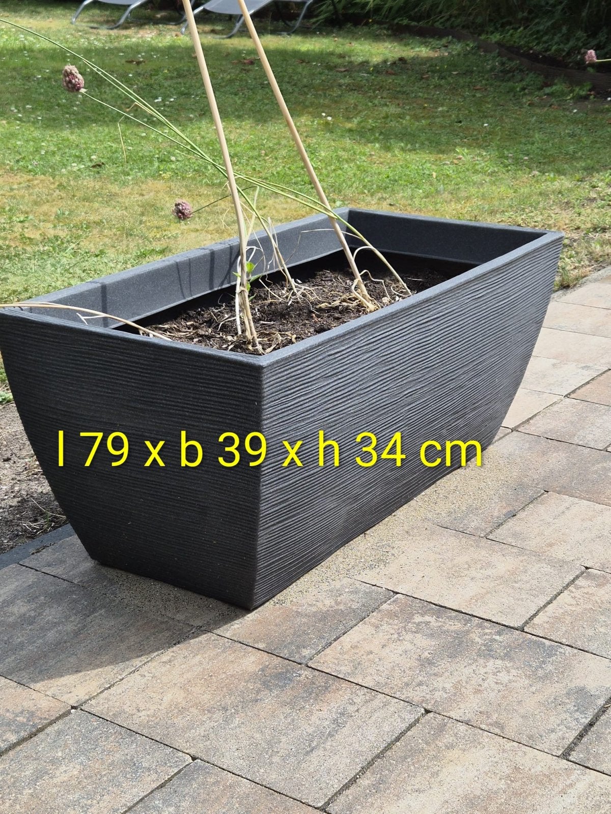 3 Grote rechthoekige plantenbak, 79x39x34 cm, grijs, Tuin en Terras, Bloembakken en Plantenbakken, Zo goed als nieuw, Kunststof