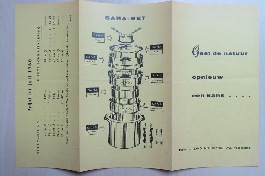 Kookboek van Sano (Almelo) voor Sana-set uit 1960, Ophalen of Verzenden, Zo goed als nieuw, Overige typen