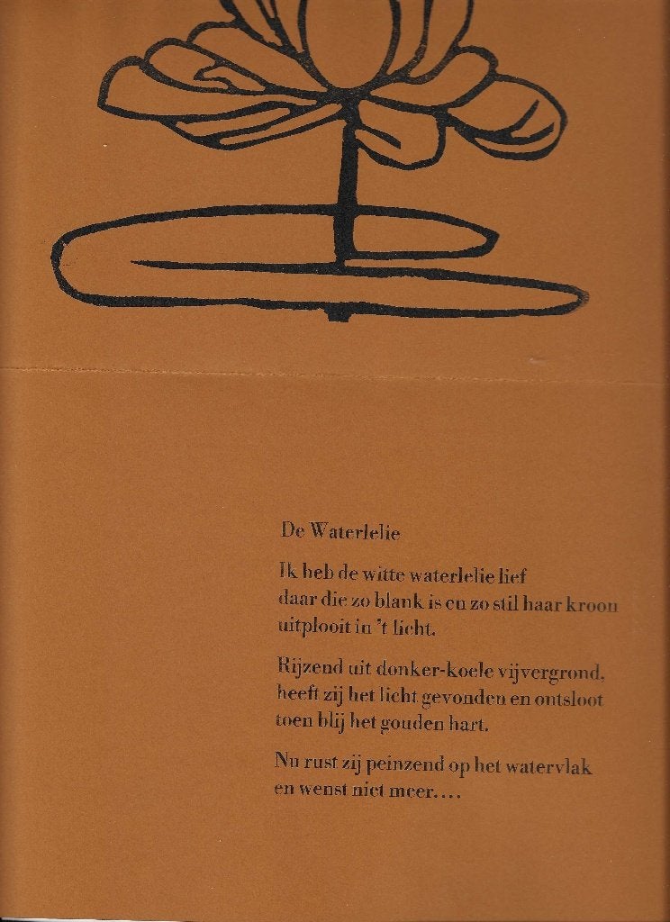Rijmprent Frederik  van Eeden De Waterlelie 1982 no. 49/125, 1950 - 1999, Overige technieken, Ophalen of Verzenden, Met tekst