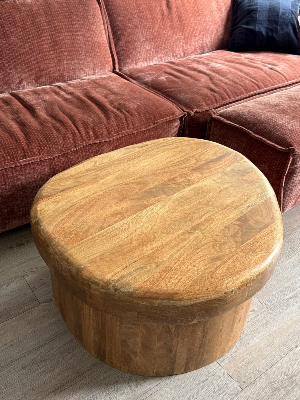 Unieke zwaar Haco houten salontafel, organische vorm, Huis en Inrichting, Tafels | Salontafels, Ophalen, Gebruikt, 100 tot 150 cm