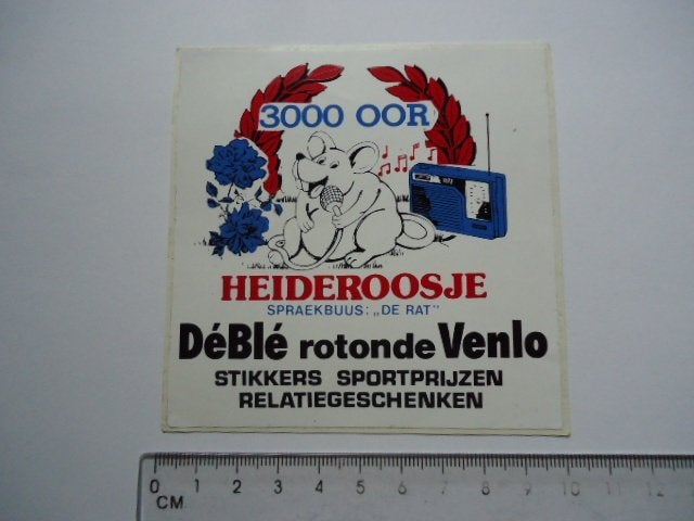 sticker oud Venlo piraat Heideroosje de Rat radio piraten, Verzenden, Zo goed als nieuw, Bedrijf of Vereniging