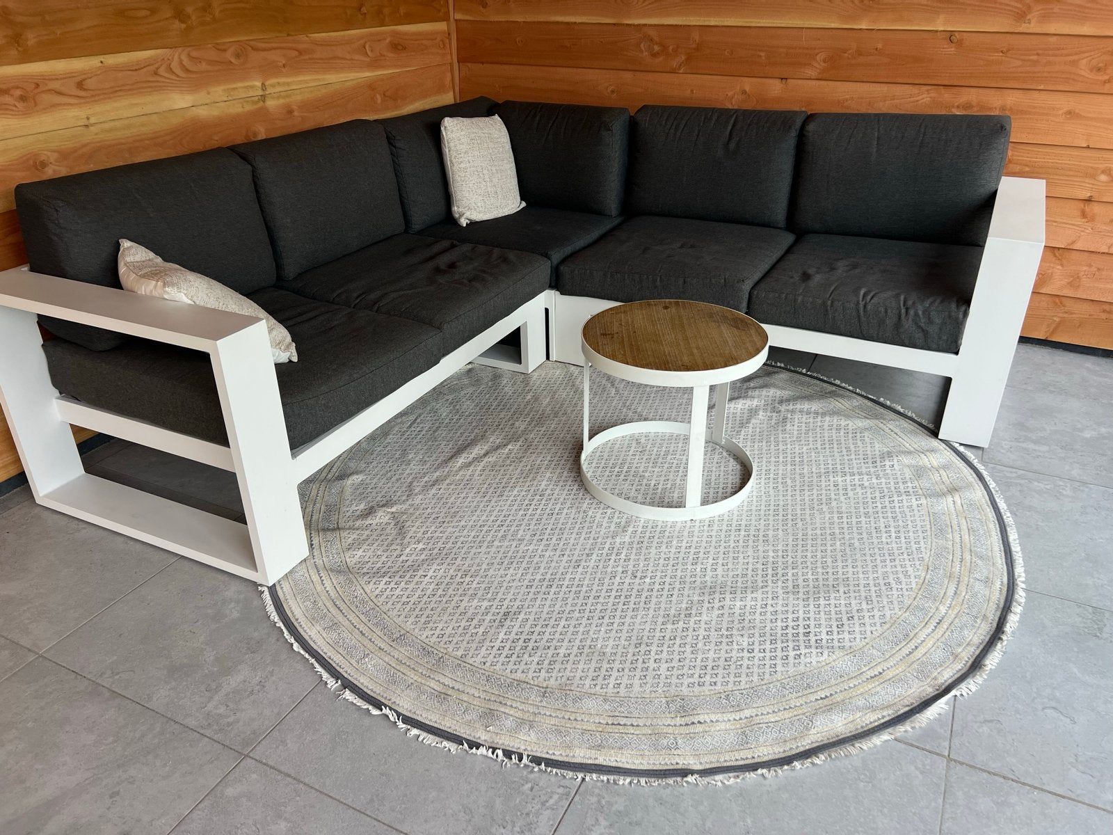 Wasbaar rond buitenkleed - Ø 180 cm, Huis en Inrichting, Stoffering | Tapijten en Kleden, Zo goed als nieuw, 150 tot 200 cm, Rond