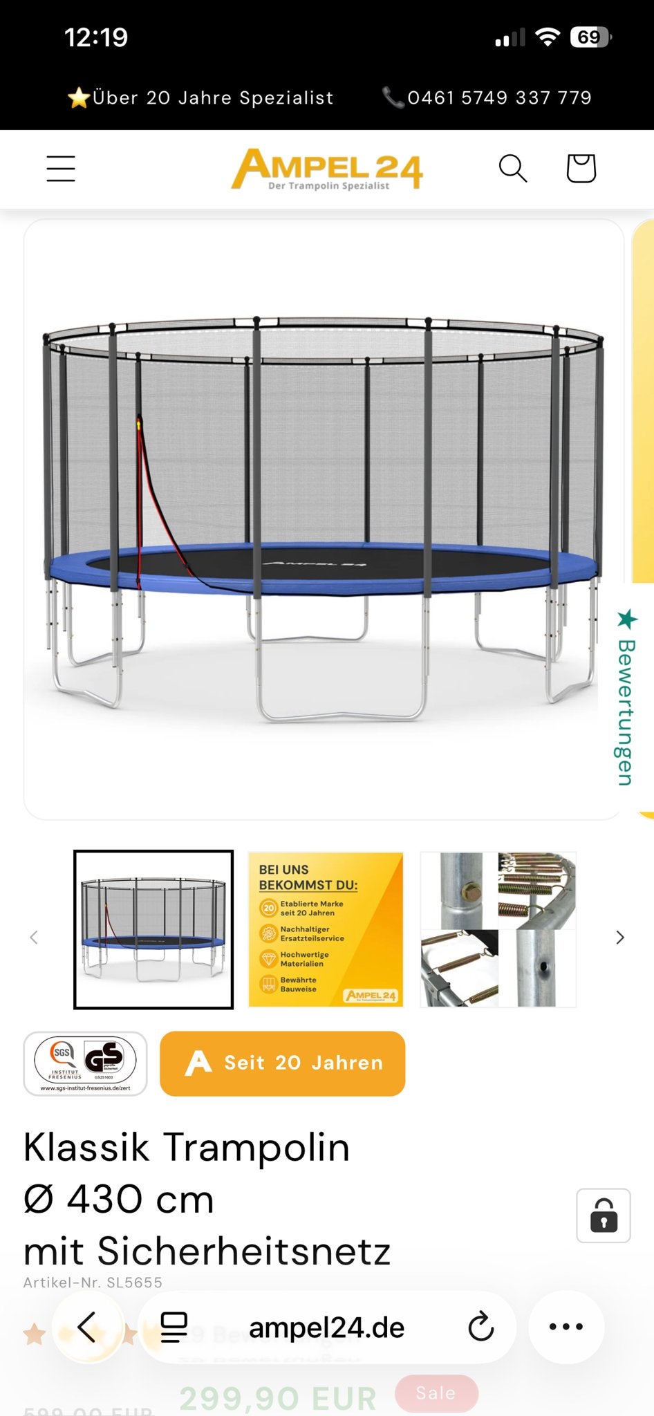 Veiligheidsnet voor trampoline 430 cm - Nieuw in doos, Ophalen, Nieuw