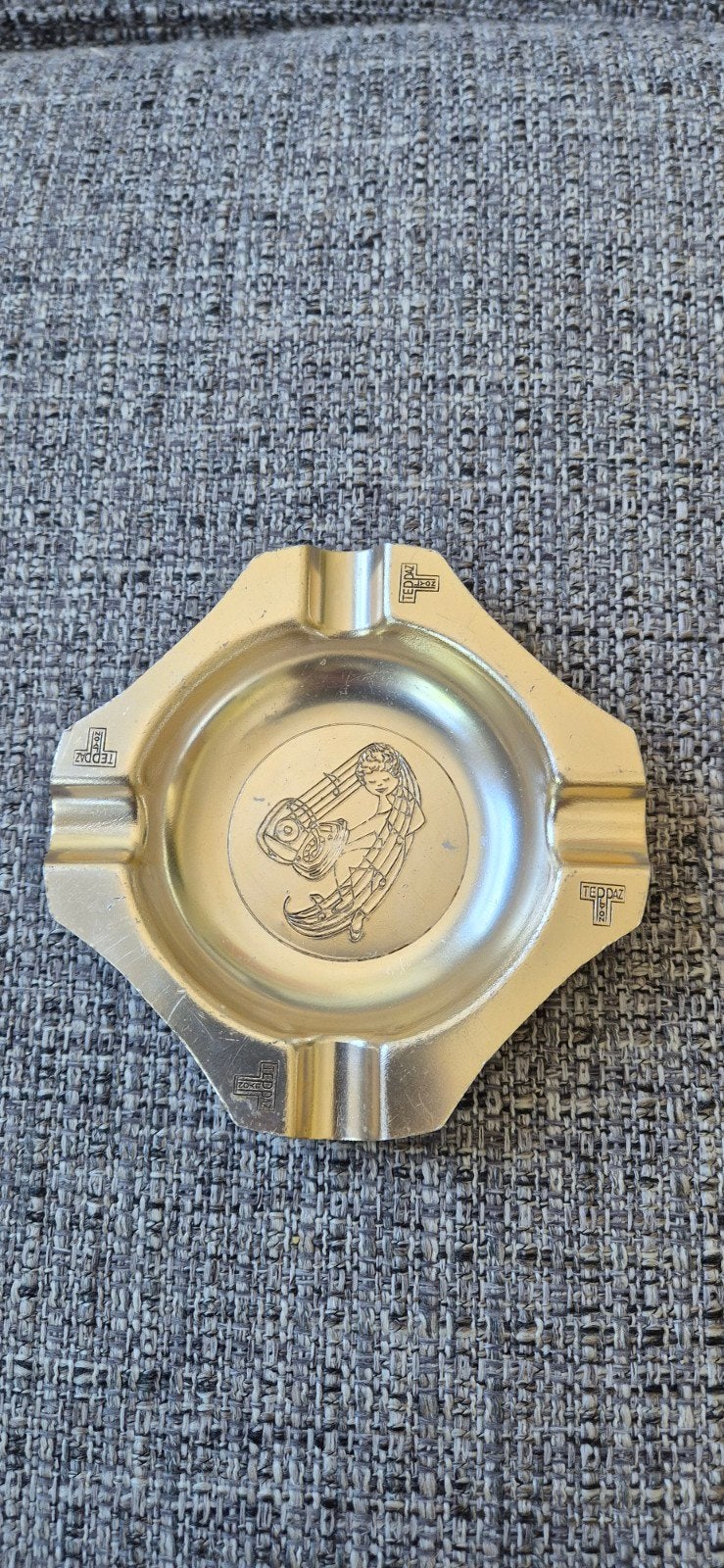 Vintage Teddaz asbak met reliëf van engel en muziek, Ophalen of Verzenden