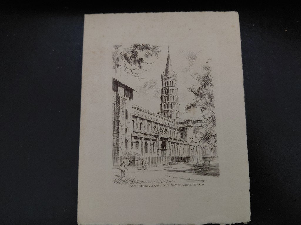 Toulouse, Basilique Saint Sernin, dubbele kaart/ prent., Verzenden, Voor 1920, Gelopen
