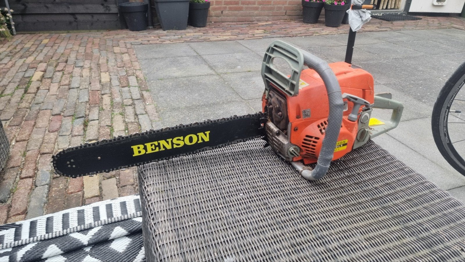 Benson kettingzaag - werking onbekend, Ophalen of Verzenden, Gebruikt, Kettingzaag, Benson