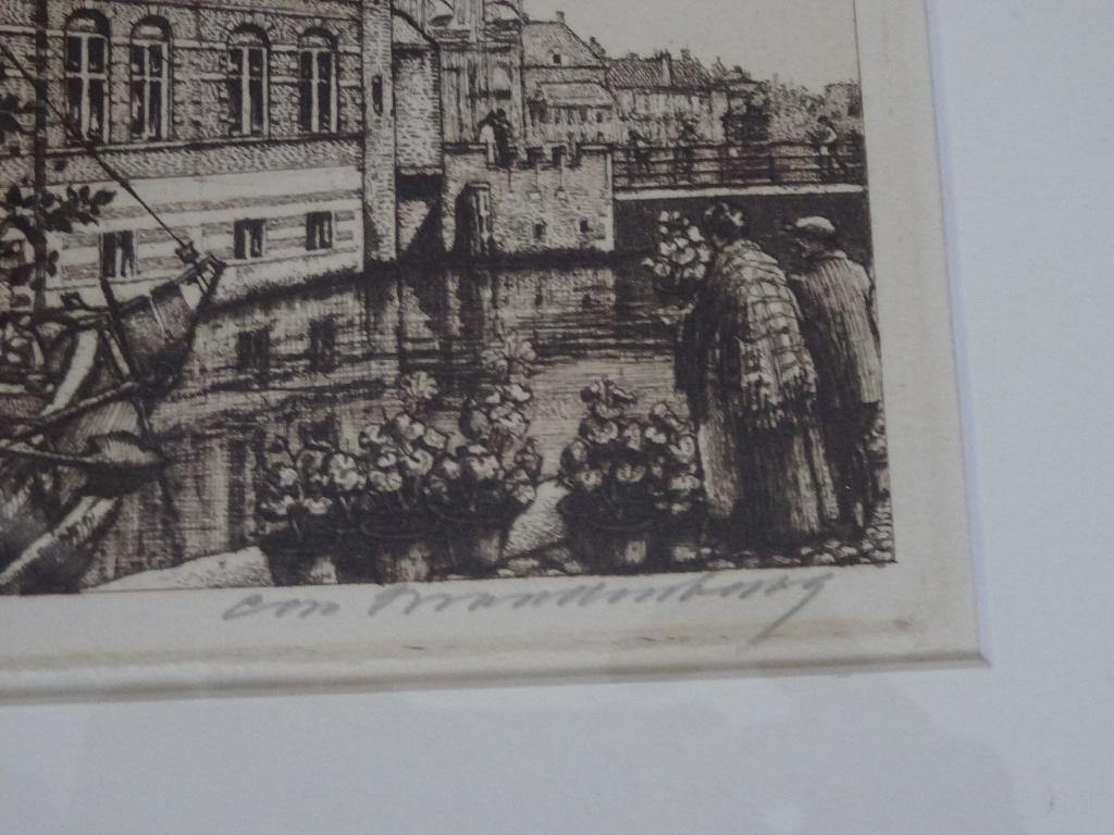 Cornelis Brandenburg - Amsterdam - Munt, Antiek en Kunst, Ingelijst, Ets, Stadsgezicht, Ophalen of Verzenden