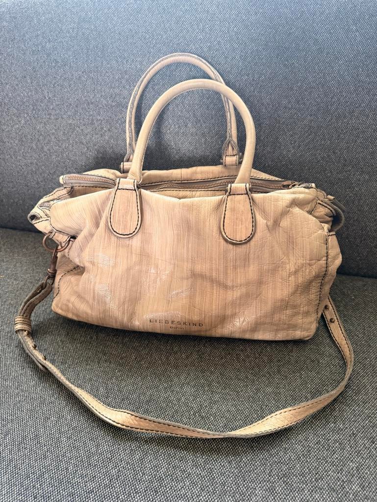 Liebeskind Berlin Groen/Beige Leren Hand- en Schoudertas, Ophalen of Verzenden, Zo goed als nieuw, Groen, Handtas