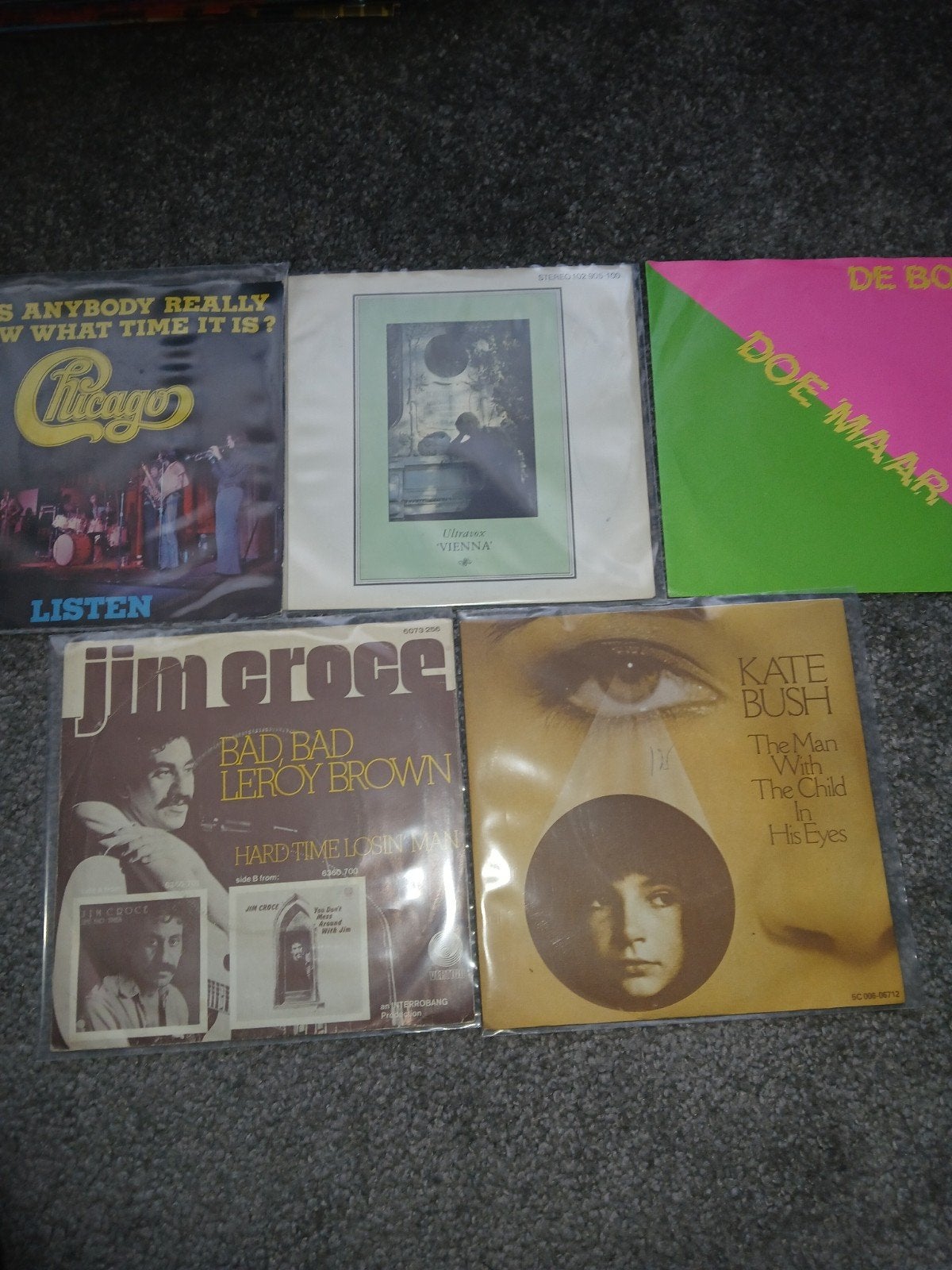 Diverse 7 inch vinyl singles: Chicago, Jim Croce, Kate Bush, Gebruikt, 7 inch, Ophalen of Verzenden, Pop