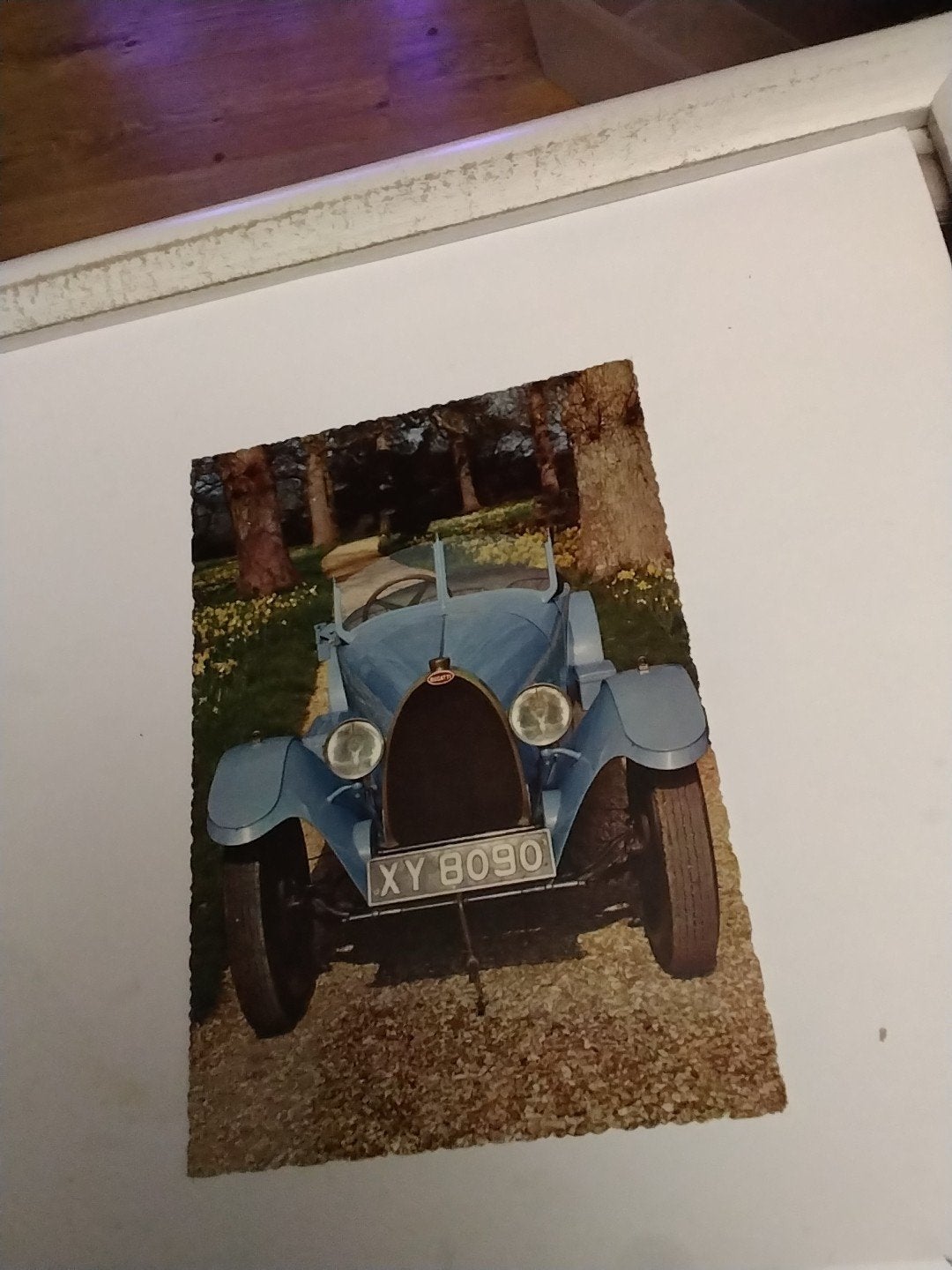 Oude ansichtkaart Bugatti 1500 cc (F) met postzegel 1945, Ophalen of Verzenden, 1940 tot 1960, Gelopen