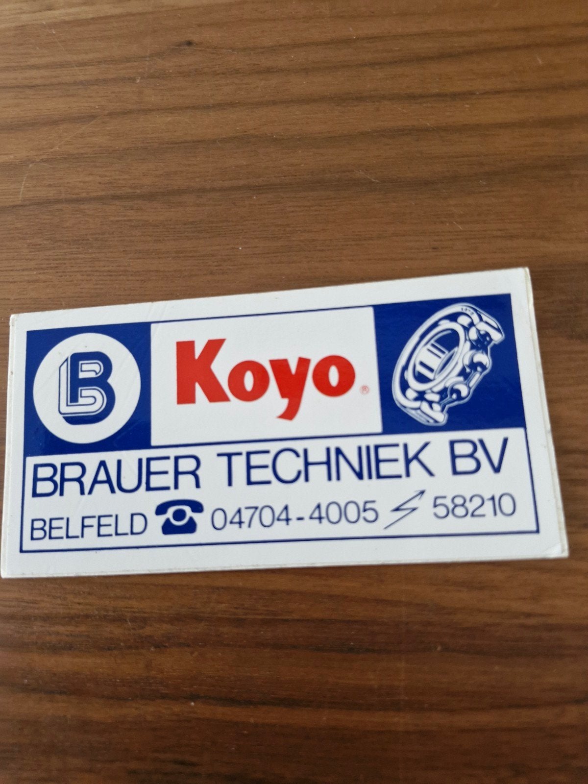 10218 Vintage Koyo Brauer Techniek BV Sticker - Beringen, Verzamelen, Ophalen of Verzenden, Gebruikt, Bedrijf of Vereniging