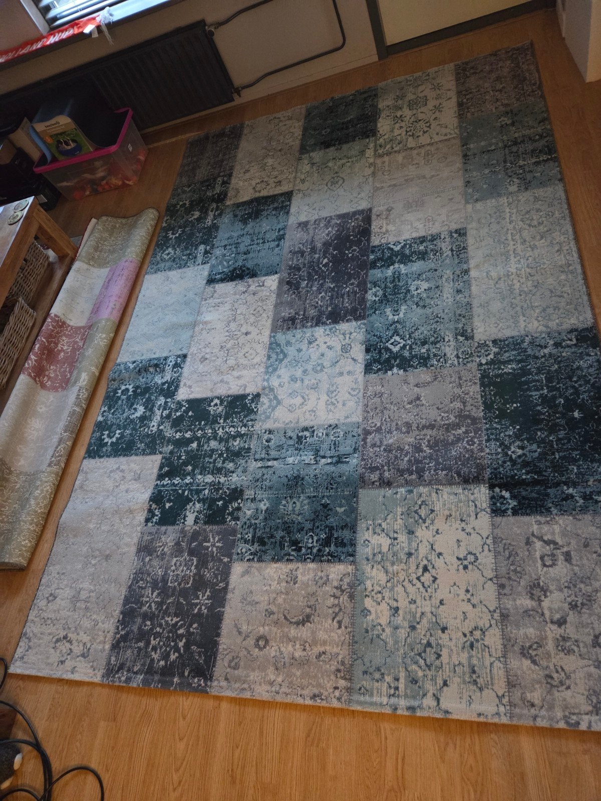 Vintage Patchwork Vloerkleed - 200x290 cm, Ophalen, Blauw, 200 cm of meer, Vintage Patchwork