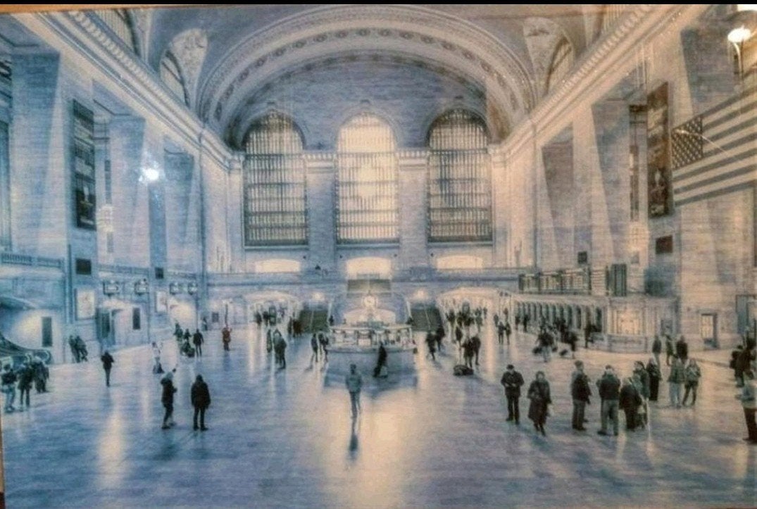 ✅️ Glazen schilderij 90x60 cm Grand Central Station New York, Ophalen, 50 – 75, Zo goed als nieuw, Schilderij