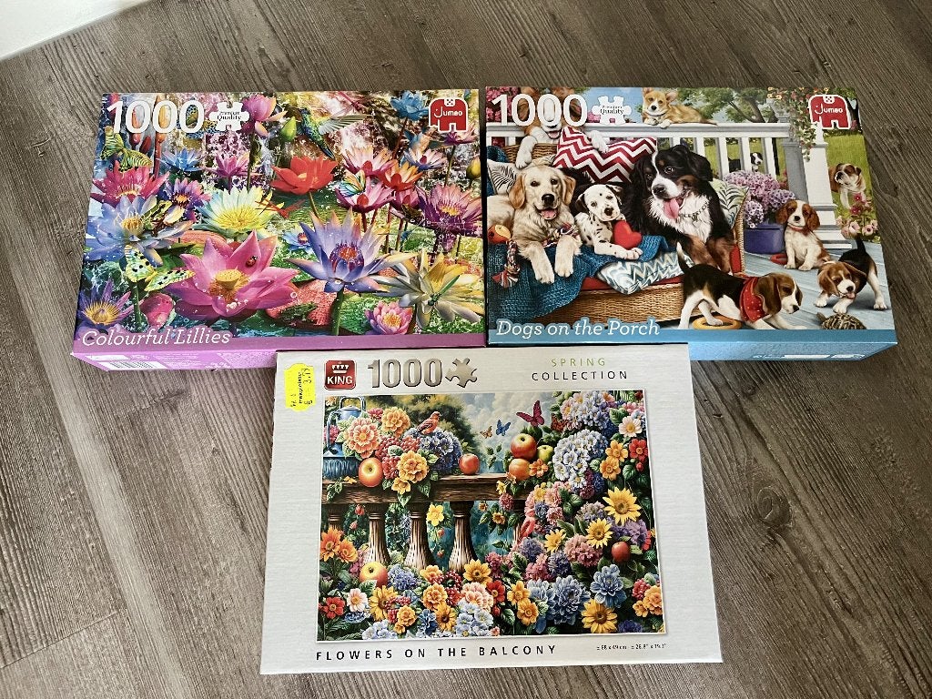 3 Puzzels van 1000 stukjes, Ophalen, 500 t/m 1500 stukjes, Zo goed als nieuw, Legpuzzel
