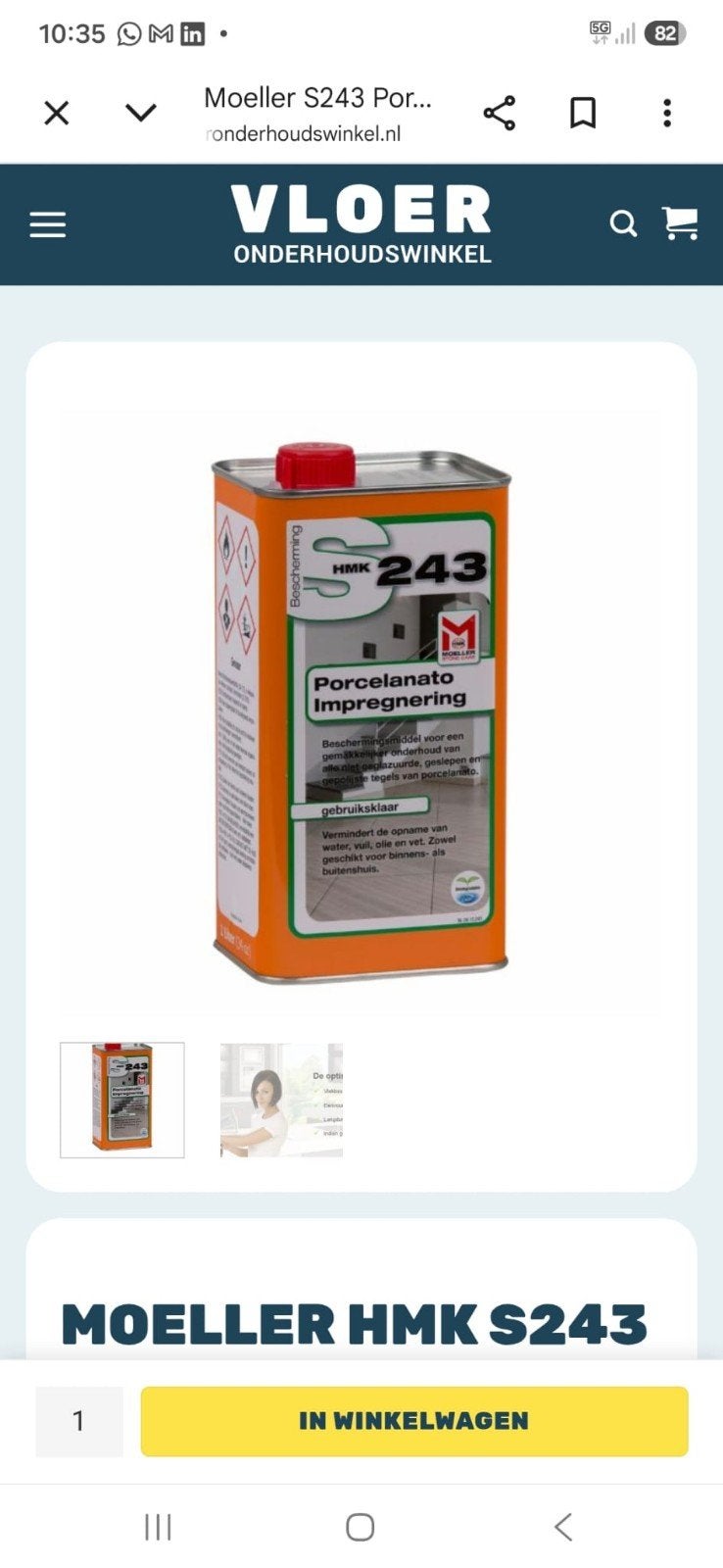 Moeller HMK S243 Porcelanato Impregnering (2x 1 liter), Overige kleuren, Nieuw, Beits, Ophalen of Verzenden