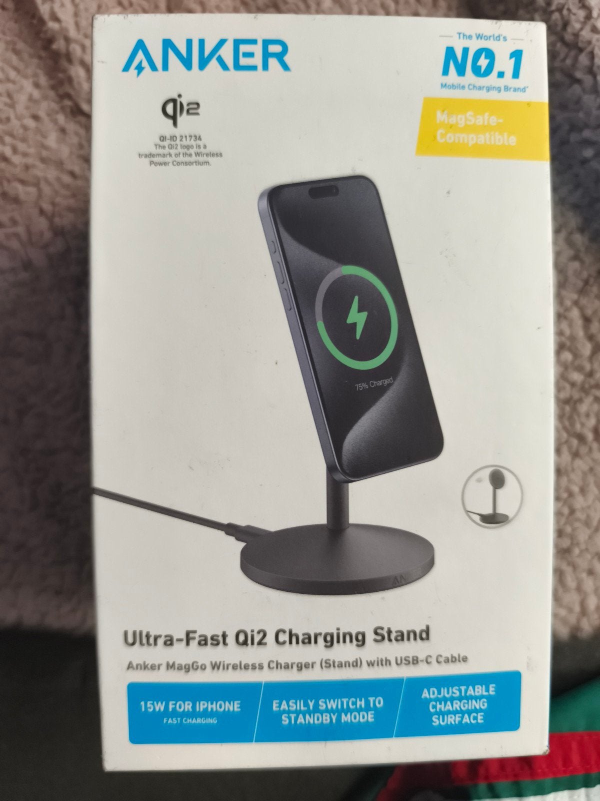 Anker MagGo Qi2 Draadloze Oplader Stand 15W iPhone, Ophalen of Verzenden, Nieuw, Overige typen, Apple