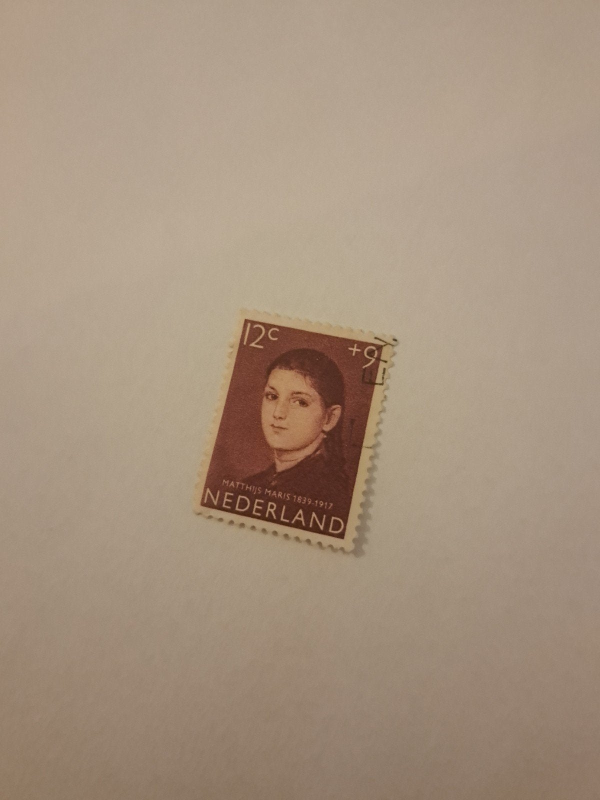 Nederlandse postzegel Matthijs Maris 12c+9c, Ophalen of Verzenden, Na 1940, Gestempeld