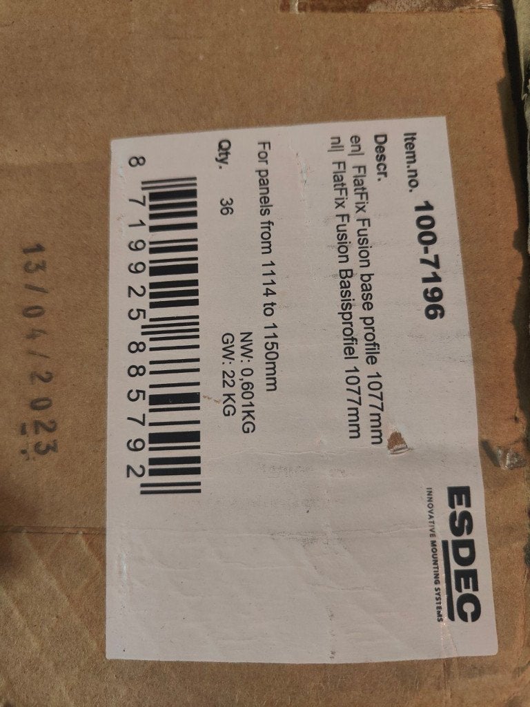 72+ ESDEC FlatFix Fusion Basisprofiel 1077mm, Doe-het-zelf en Verbouw, Ophalen of Verzenden, Nieuw, 100 tot 250 mm, Overige typen