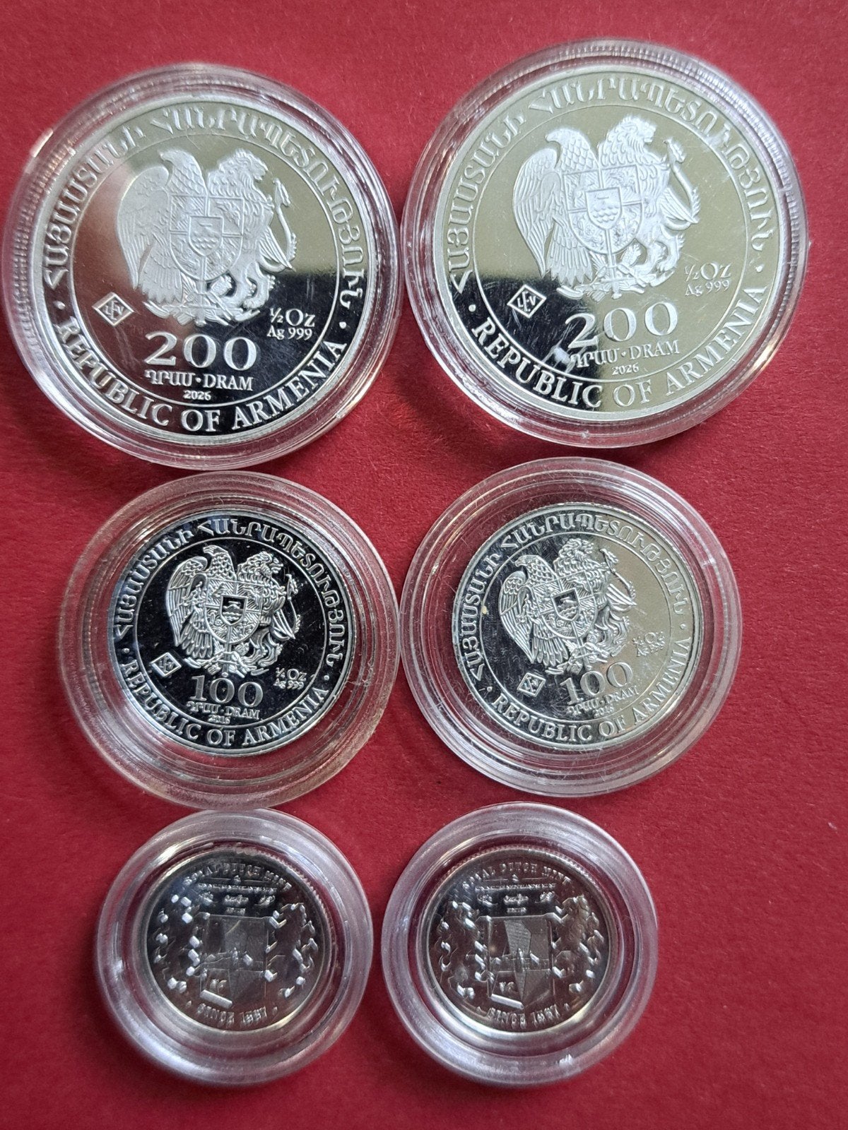 6 puur zilveren munten 1,7 ounces