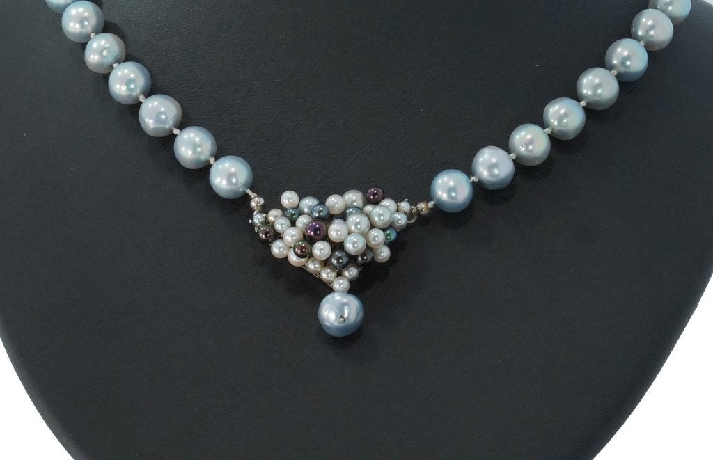 Parel luxe dames ketting 14k gouden slot fraai design retro, Voordeelsieraden, Ophalen of Verzenden, Zo goed als nieuw, Met edelsteen