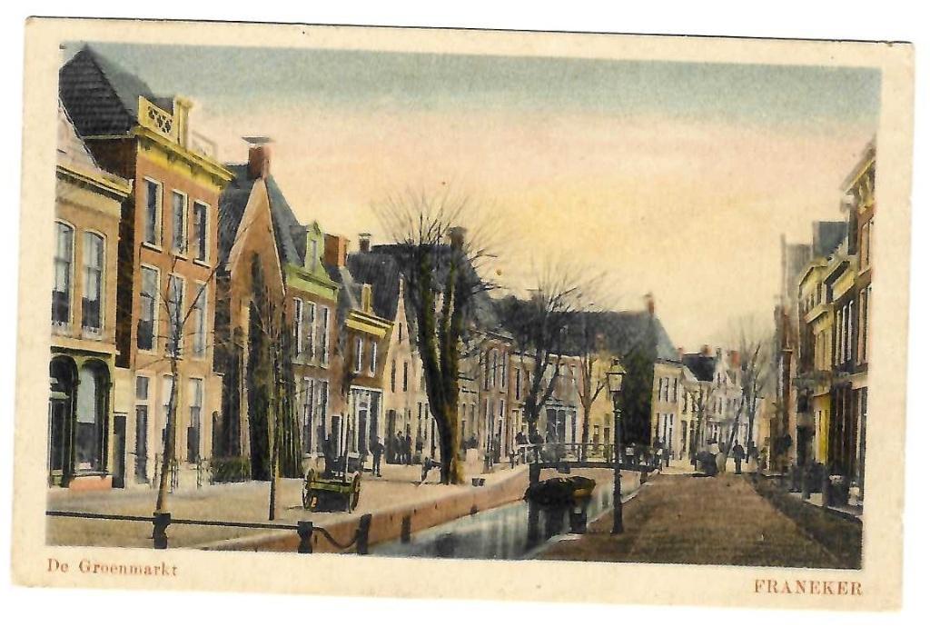 Franeker - De Groenmarkt, Verzamelen, Ansichtkaarten | Nederland, Verzenden, Voor 1920, Gelopen, Friesland