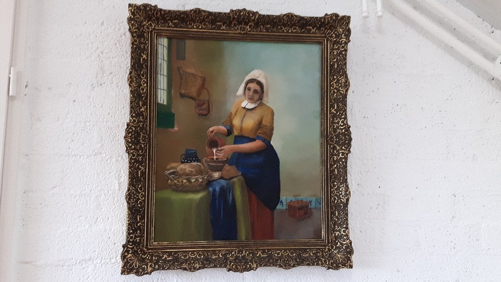 Olieverf schilderij, Antiek en Kunst, Kunst | Schilderijen | Klassiek, Ophalen, Bijzondere lijst