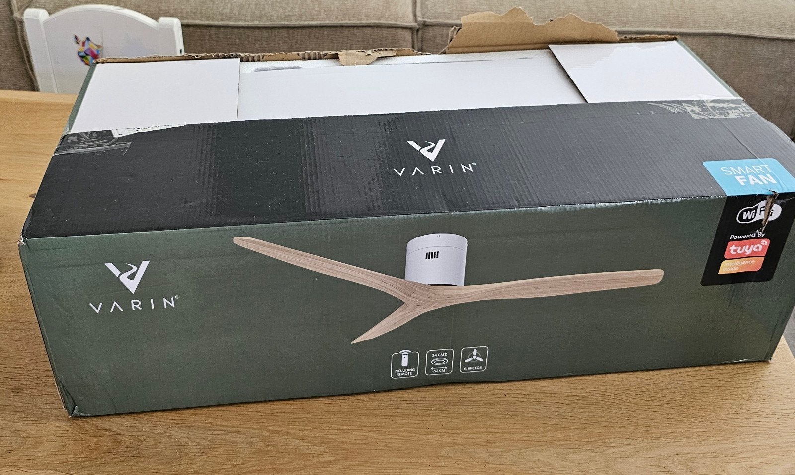 Varin Plafond Ventilator - Smart Fan, Ophalen, 100 tot 150 cm, Nieuw, Minder dan 25 cm
