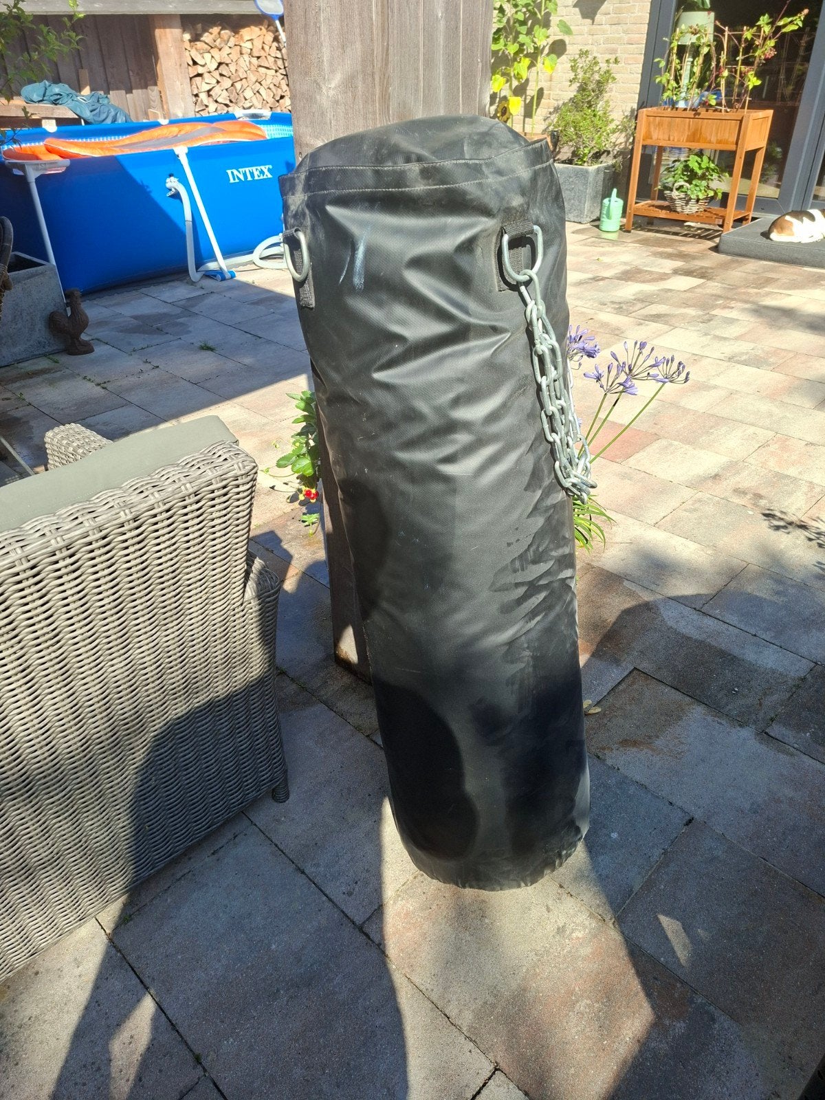 Zwarte bokszak 110cm, 40kg met ketting, Ophalen