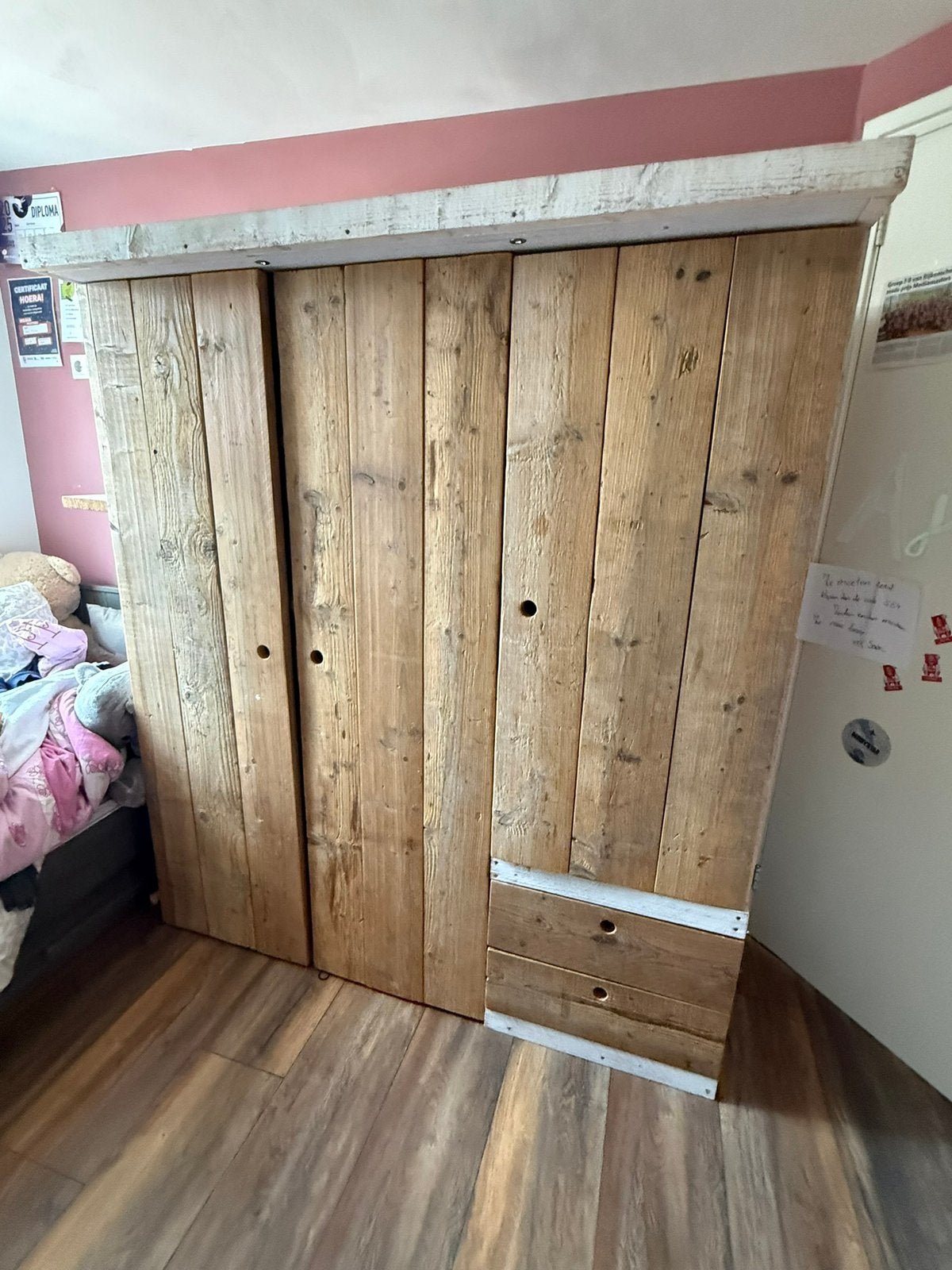Steigerhout kledingkast, Huis en Inrichting, Ophalen, 200 cm of meer, 150 tot 200 cm, Zo goed als nieuw
