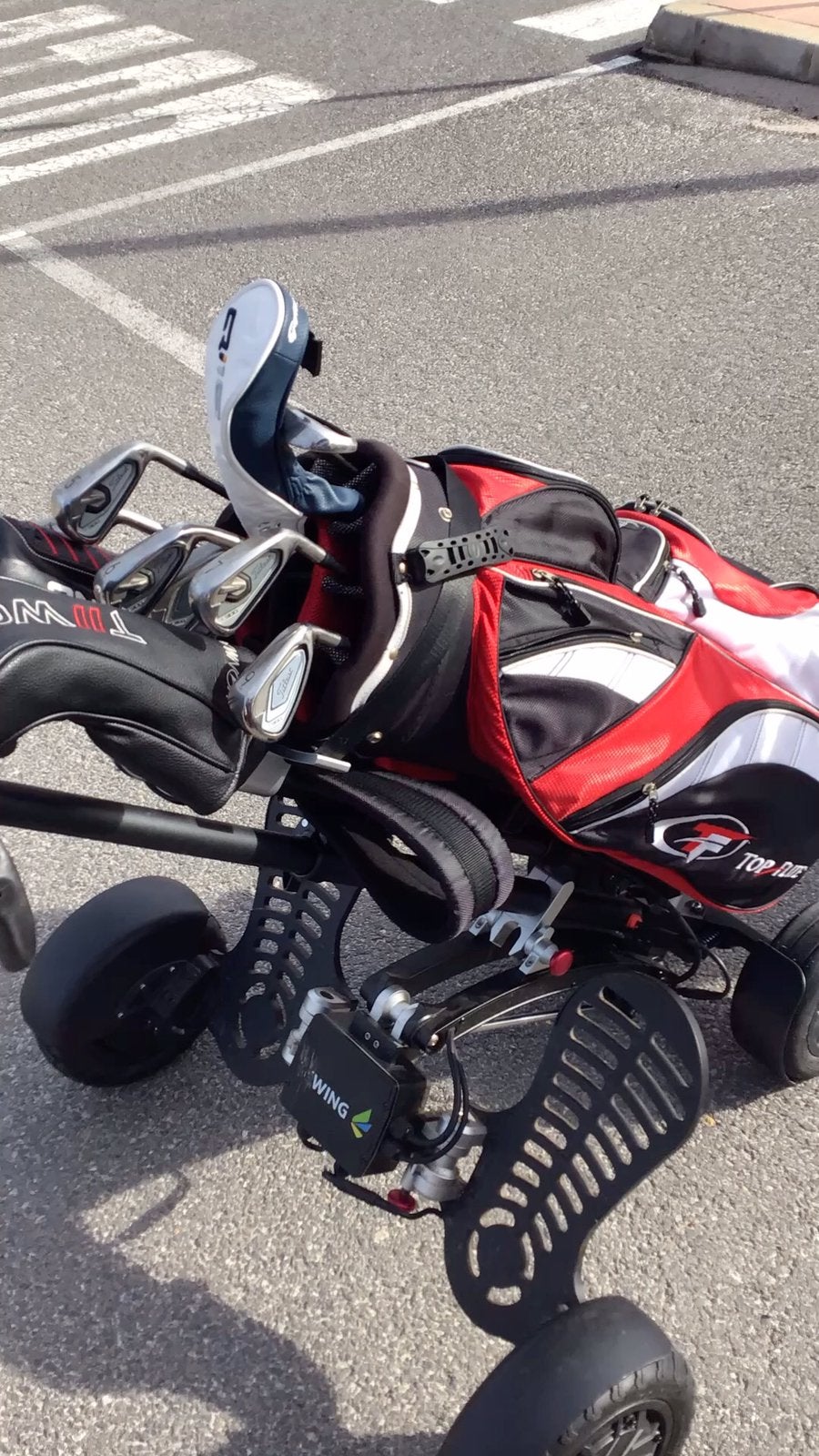 Eswing Golftrolley lopen of rijden, Ophalen of Verzenden, Zo goed als nieuw, Golfkar