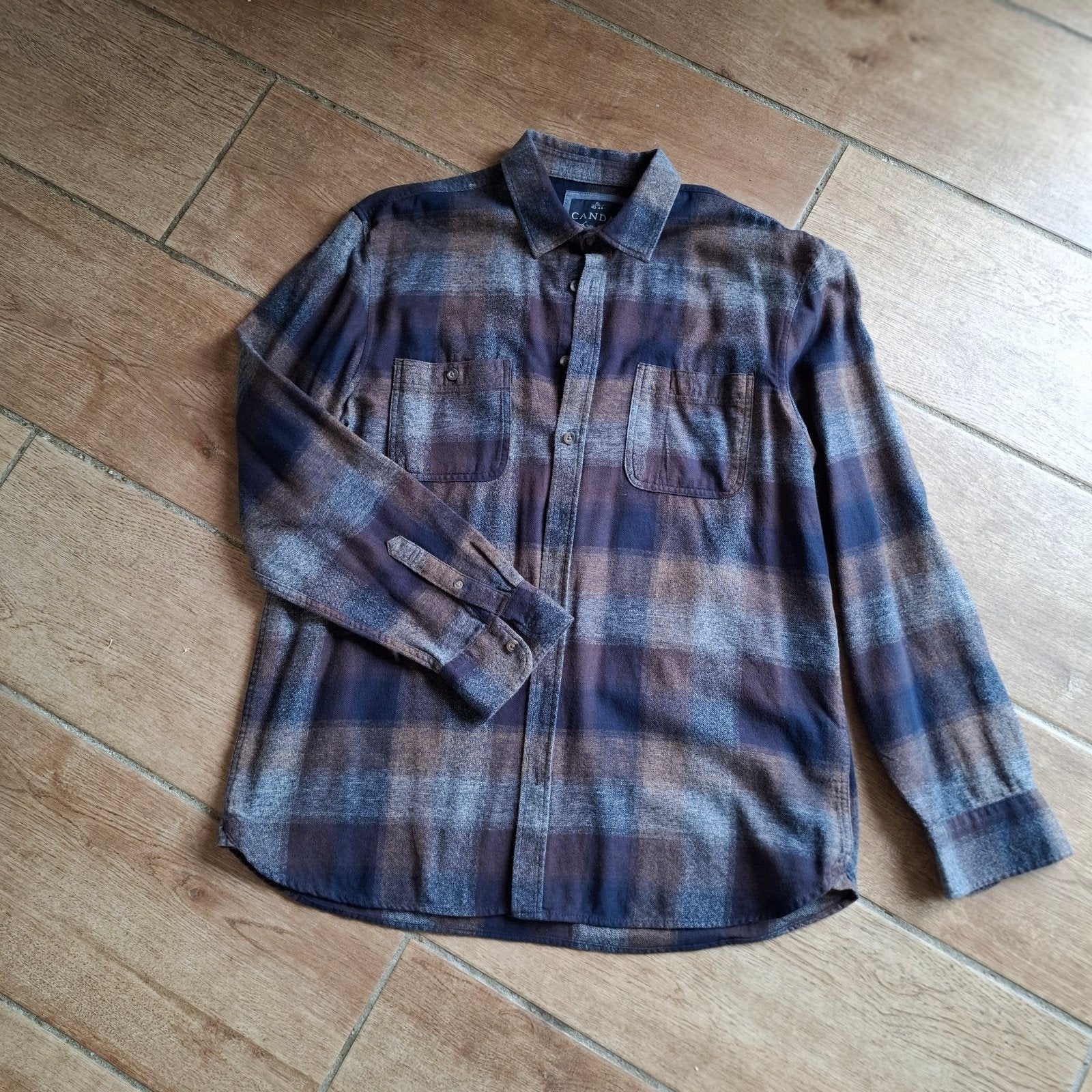 Hemd blauw/grijs, Ophalen of Verzenden, Zo goed als nieuw, Blauw, Halswijdte 43/44 (XL)