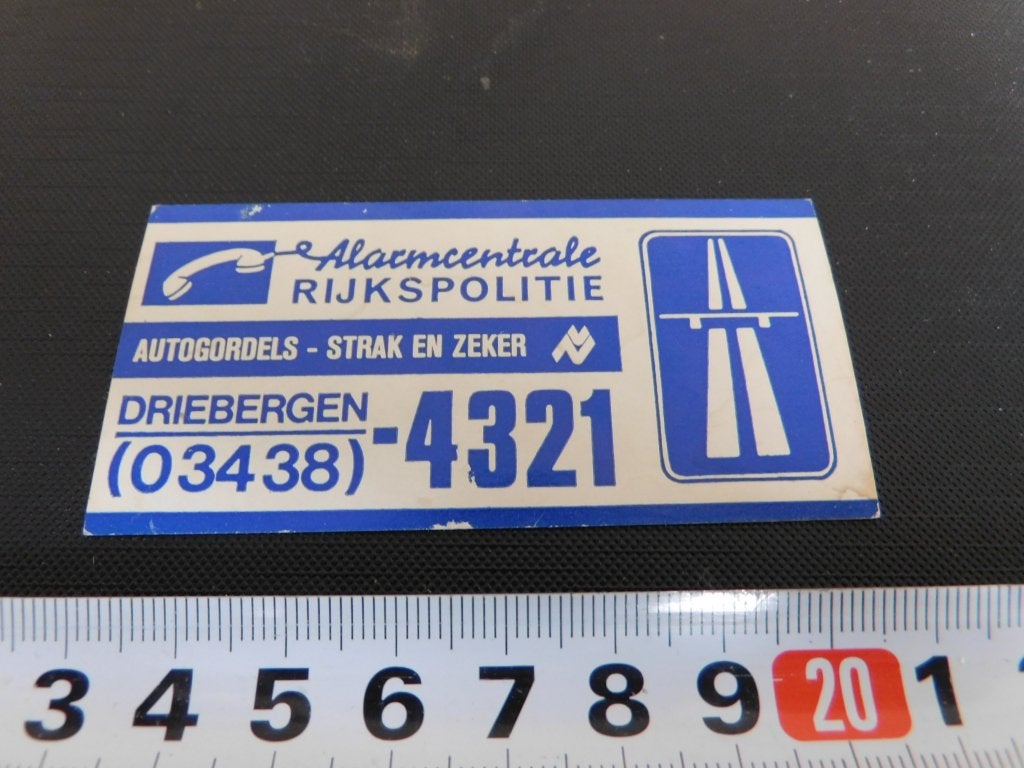 sticker Politie Rijkspolitie Driebergen RP Autogordels *, Ophalen, Zo goed als nieuw