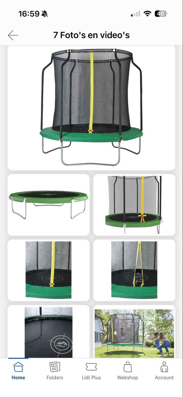 Crivit Trampoline Ø 200 cm met veiligheidsnet, Kinderen en Baby's, Speelgoed | Buiten | Trampolines, Ophalen, Gebruikt