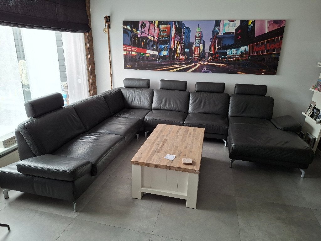 leren hoekbank, Huis en Inrichting, Banken | Bankstellen, Ophalen, Gebruikt, Hoekbank, 300 cm of meer