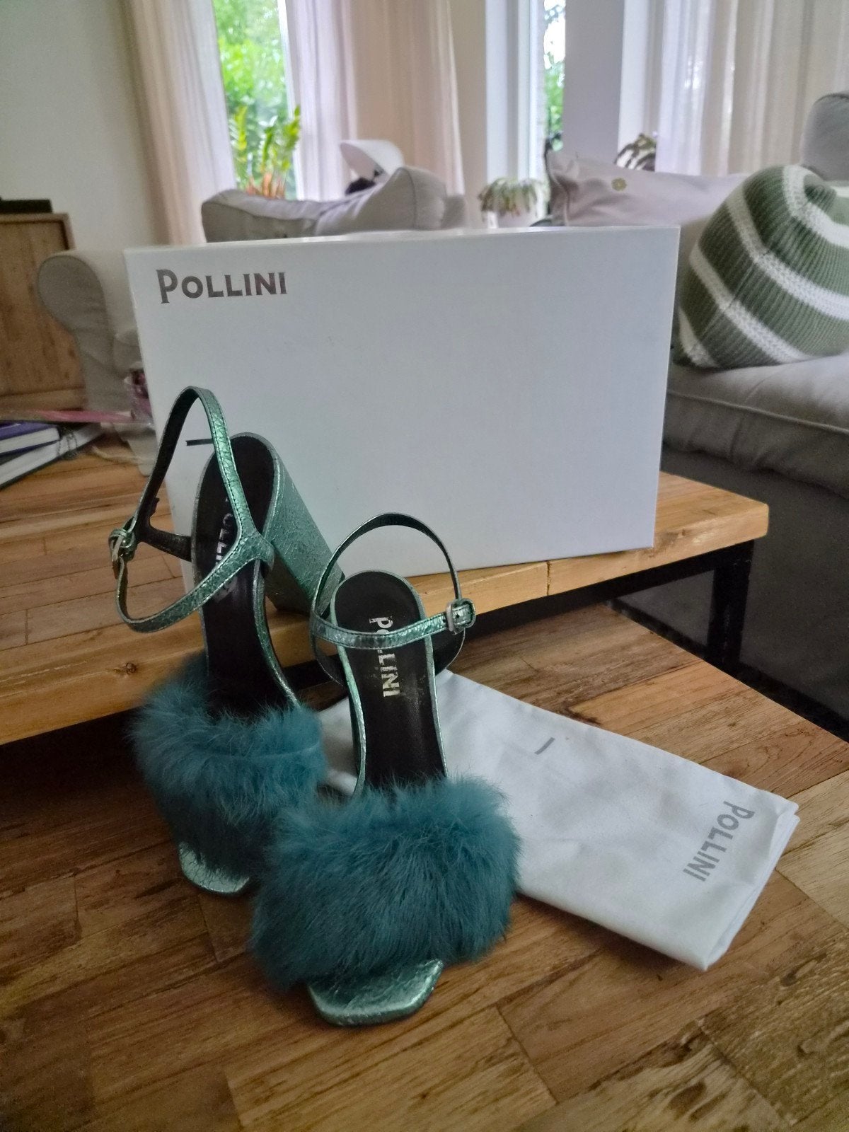 Pollini Sandalen met Bont en Blokhak, Kleding | Dames, Zo goed als nieuw, Pollini, Sandalen of Muiltjes, Ophalen of Verzenden