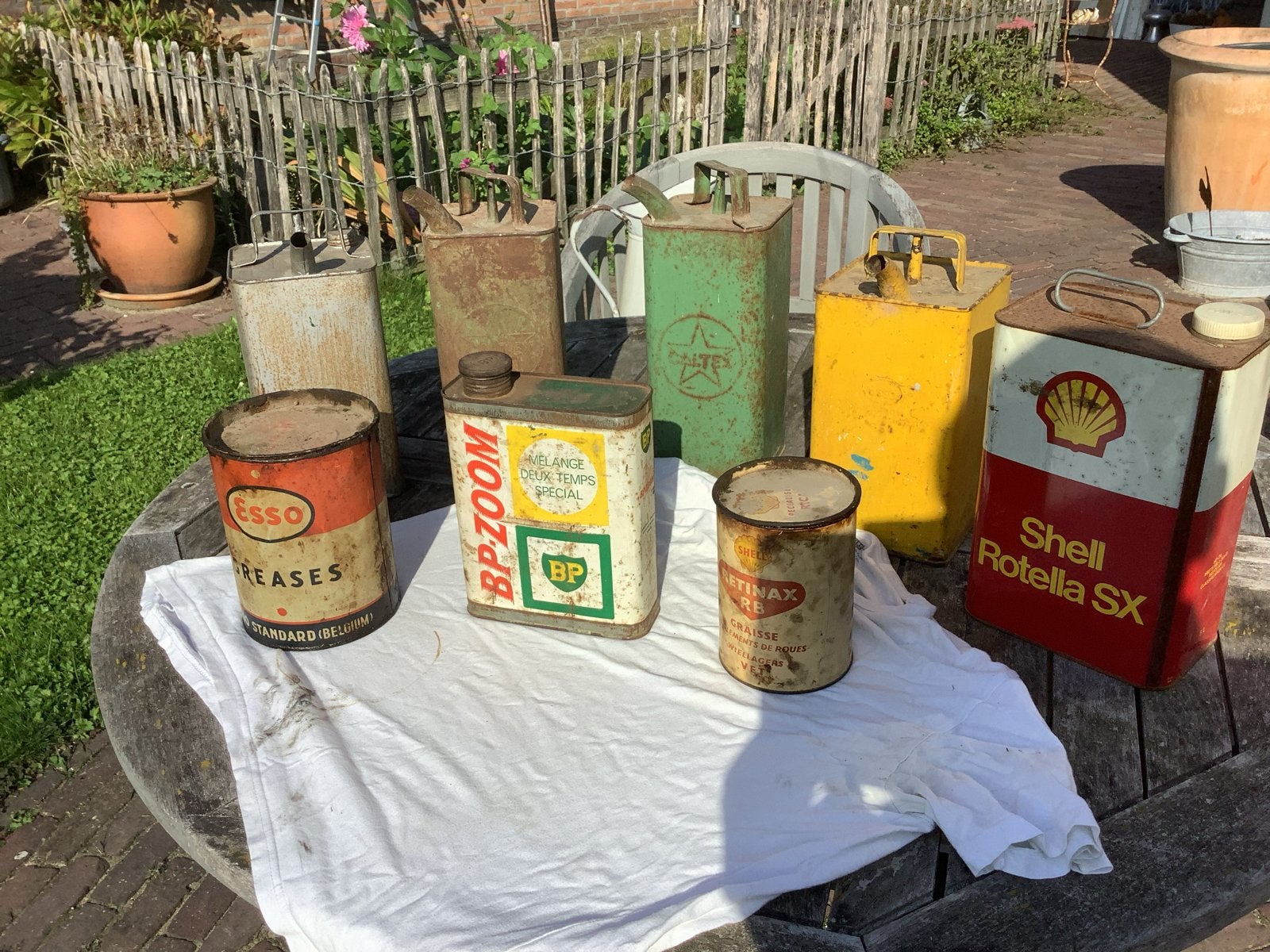 Vintage Olieblikken en Jerrycans - Diverse Merken, Verzamelen, Ophalen of Verzenden, Gebruikt