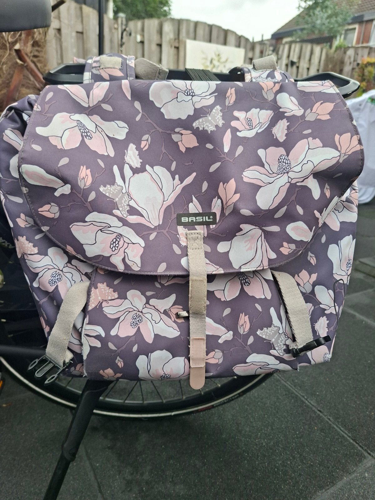 Basil fietstassen met bloemenprint, Ophalen, Gebruikt, Basil