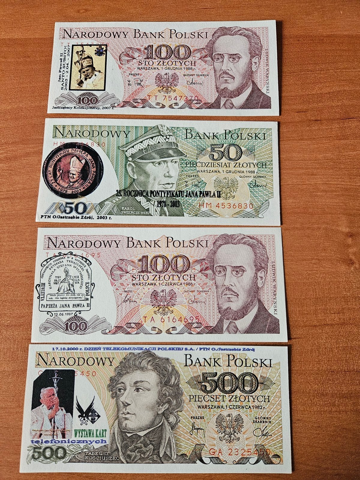 Bankbiljetten Polen zloty met Paus opdruk, Postzegels en Munten, Ophalen of Verzenden, Polen, Setje