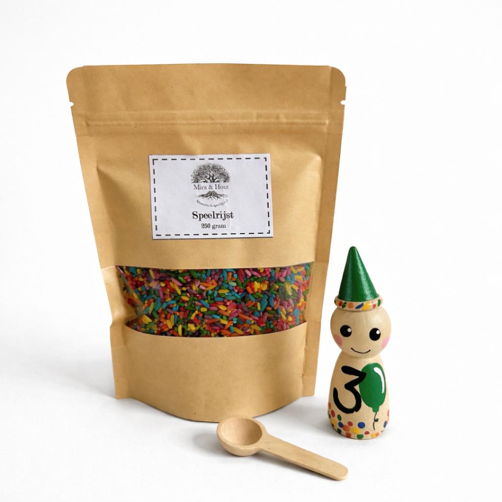 Feest pegdoll met zakje speelrijst van 250 gram, Ophalen of Verzenden, Nieuw, Jongen of Meisje