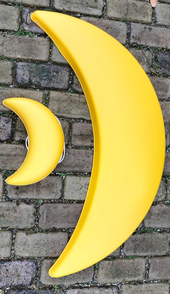 Set van 2 gele maan wandlampen - kinderkamer decoratie, Ophalen of Verzenden, Gebruikt, Kunststof