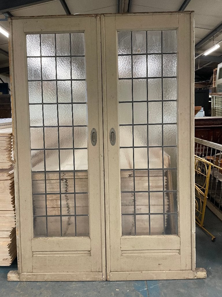 Set schuif / en-suite deuren met glas in lood 212x146cm., Ophalen