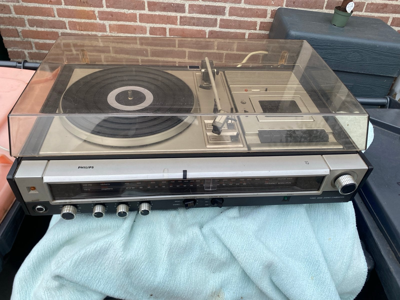 Philips 972 Vintage Stereo Combinatie met Platenspeler en Ca, Philips, Gebruikt, Cassettedeck, Losse componenten