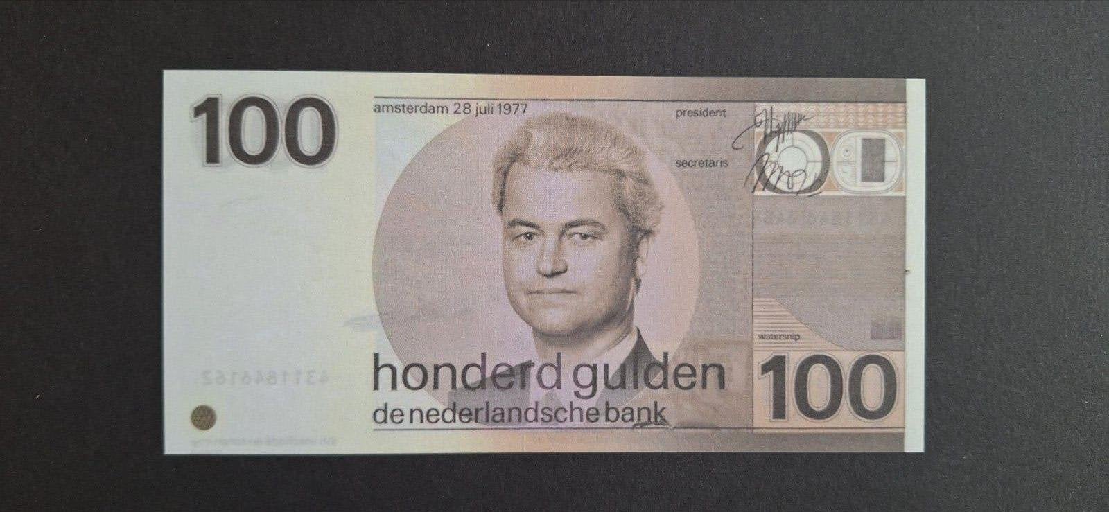 Wilders bankbiljet 100 gulden snip UNC ., Ophalen of Verzenden, 100 gulden
