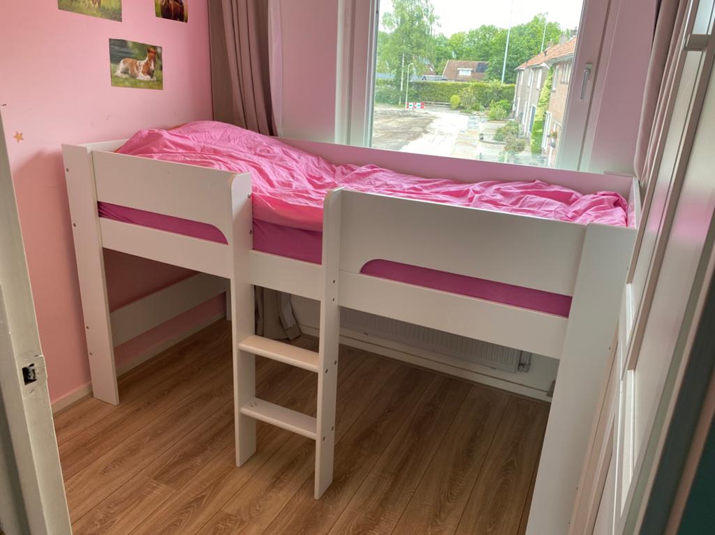 Halfhoogslaper, Huis en Inrichting, Slaapkamer | Stapelbedden en Hoogslapers, Ophalen, Eenpersoons, Minder dan 160 cm, 90 cm