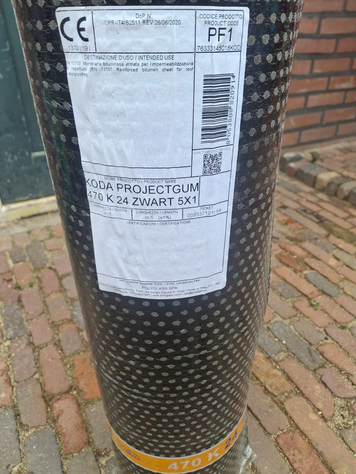 Koda Projectgum Dakleer 470 K 24 Zwart 5x1 meter, Ophalen, Overige materialen, Zwart, Nieuw