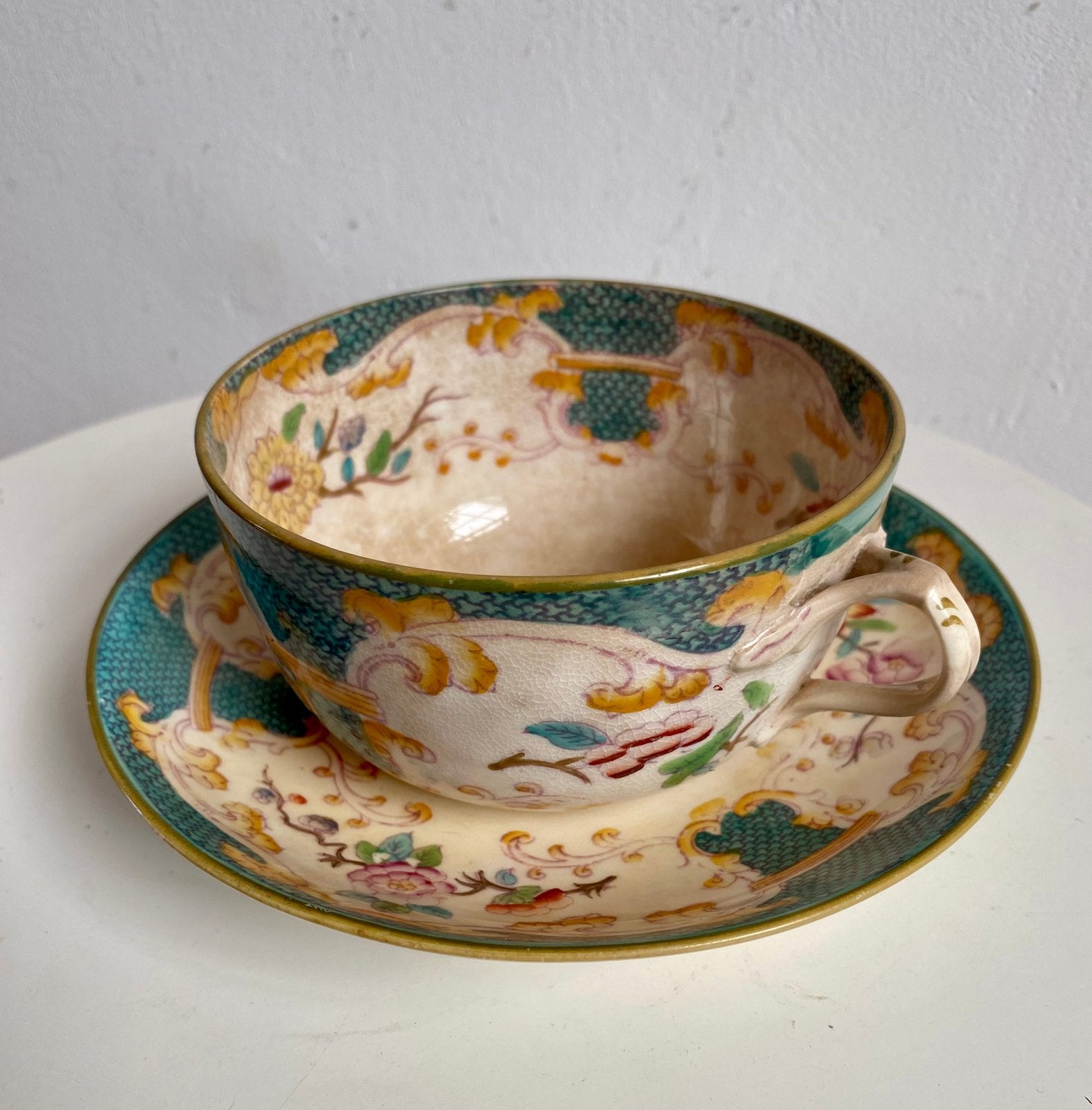 Minton Breakfast Kop & Schotel, Chinese Family-Rose Stijl, c, Verzenden