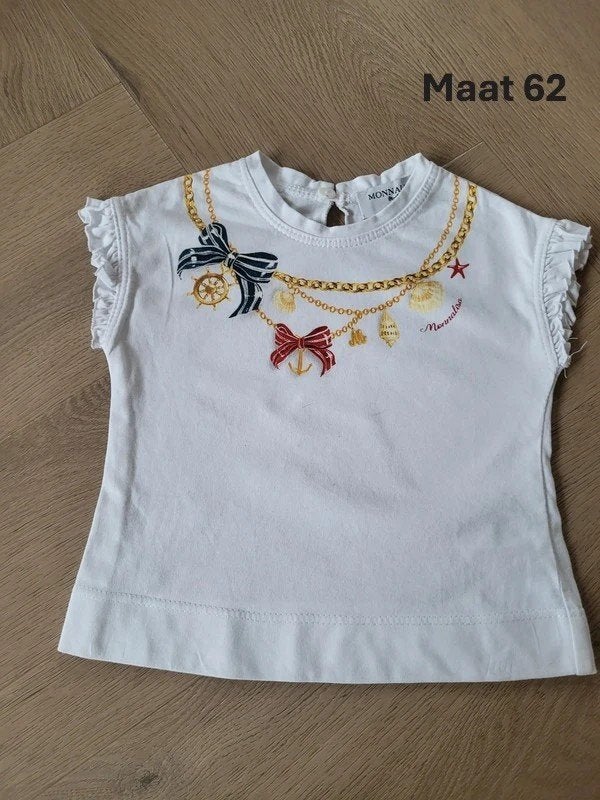 Wit shirtje van Monnalisa maat 62, Meisje, Nieuw, Ophalen of Verzenden, Monnalisa