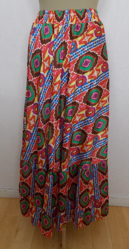 Fleurige maxi print rok! L, Maat 42/44 (L), Zo goed als nieuw, Onder de knie, Meerkleurig