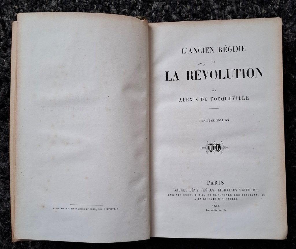 Alexis de Tocqueville L'Ancien Régime et La Revolution 1866, Europa, Ophalen of Verzenden, Zo goed als nieuw, Politiek en Staatkunde