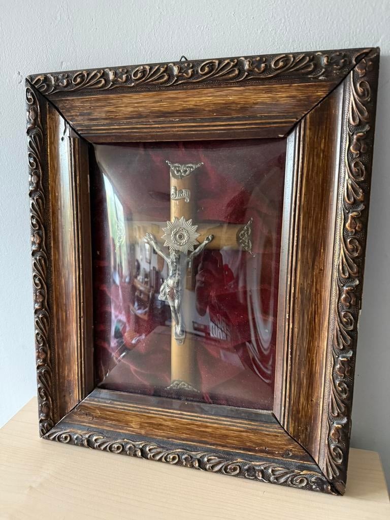 Prachtige Vintage ingelijste crucifix!, Antiek en Kunst, Ophalen of Verzenden
